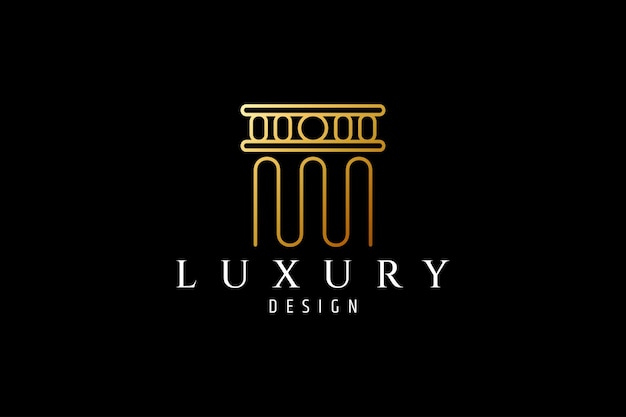 Luxury law pillar logo in flat design