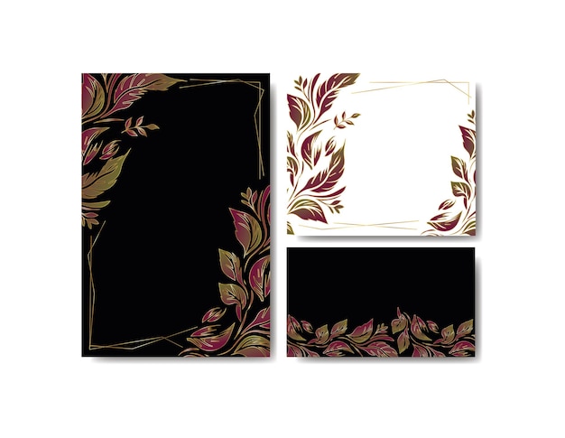 luxury leaves theme INVITATION card set