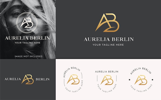 Luxury letter A and B logo design template