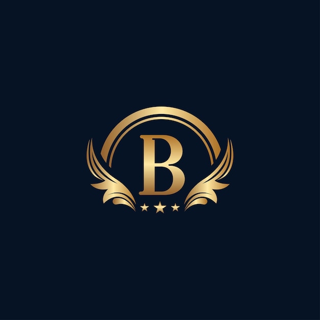 luxury letter B logo royal gold star