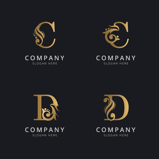 Luxury letter C and D with gold color logo template