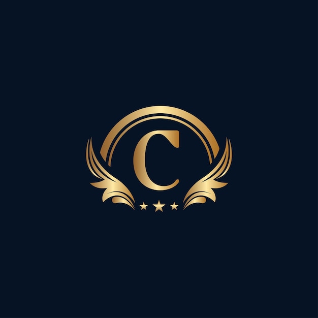 luxury letter C logo royal gold star