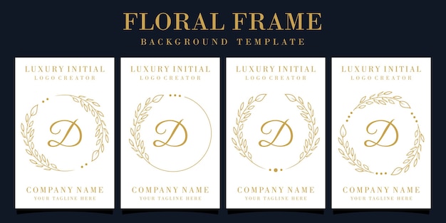 Luxury letter D logo design with floral frame