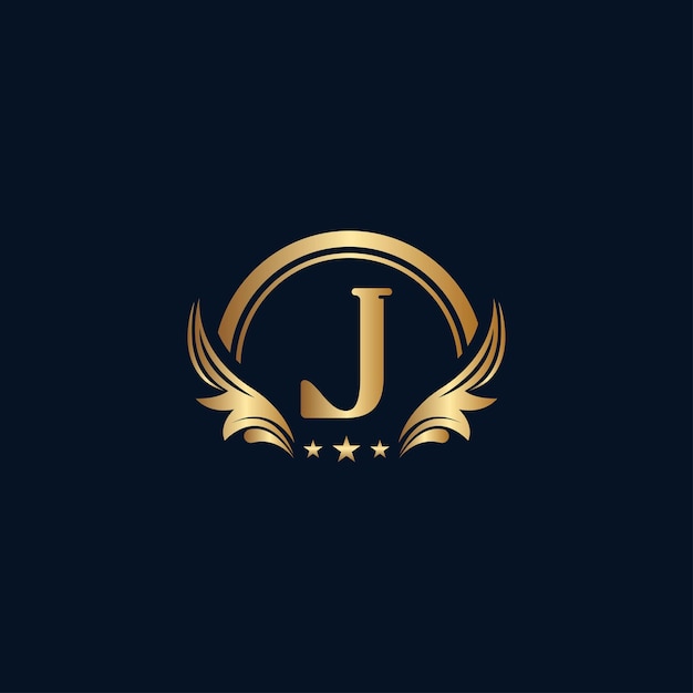 luxury letter J logo royal gold star