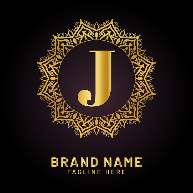 Luxury letter j logo with golden color