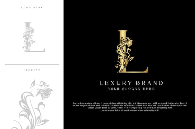 Vector luxury letter l gold initial monogram logo design