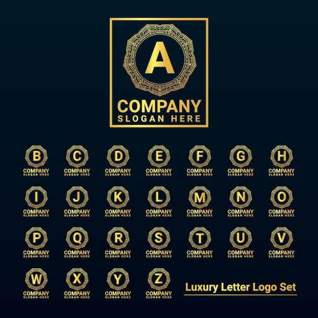 Luxury letter logo set template with golden style Premium Vector