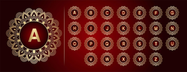 Luxury letter logo set with golden style mandala ornament