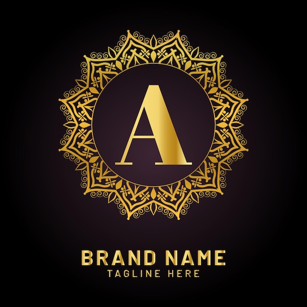 Luxury letter a logo with golden color