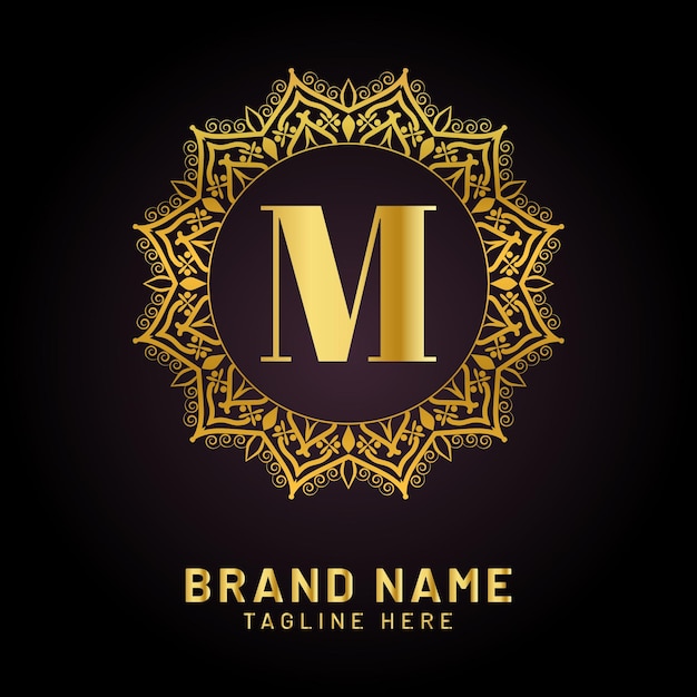 Luxury letter m logo with golden color