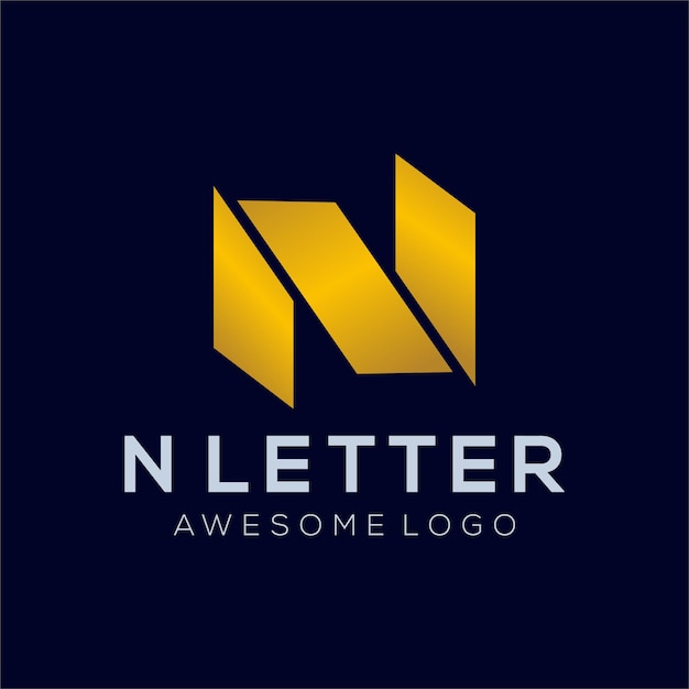 Luxury letter N logo template in gold color