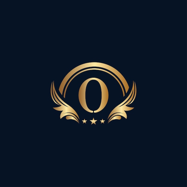 luxury letter O logo royal gold star