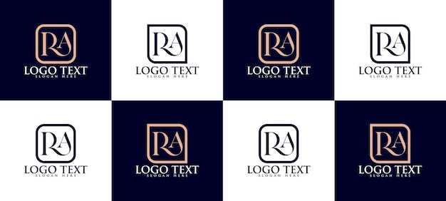 Luxury letter r a monogram serif logo design template