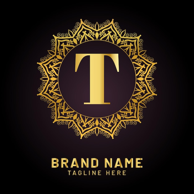 Luxury letter t logo with golden color