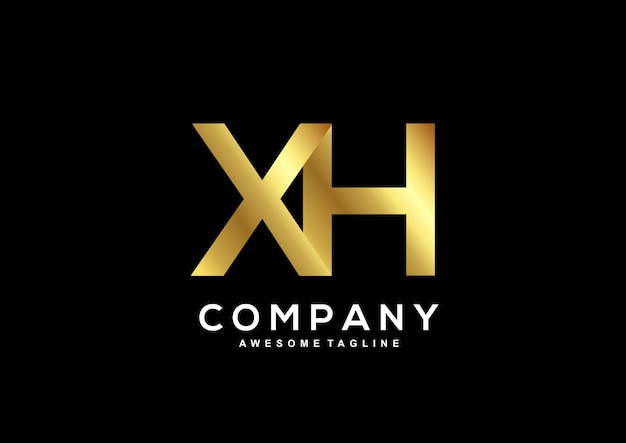 Luxury letter X and H with gold color logo template