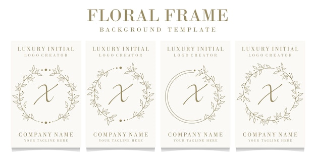 Vector luxury letter x logo design with floral frame background template