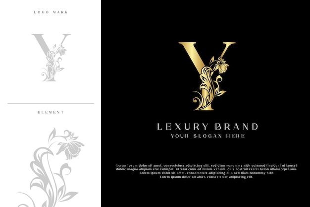 Vector luxury letter y gold initial monogram logo design