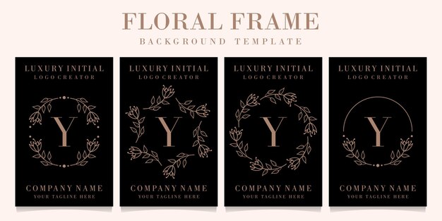 Vector luxury letter y logo design with floral frame background template