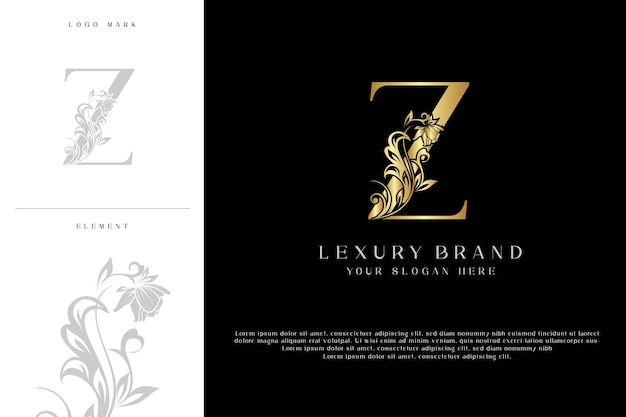 Vector luxury letter z gold initial monogram logo design