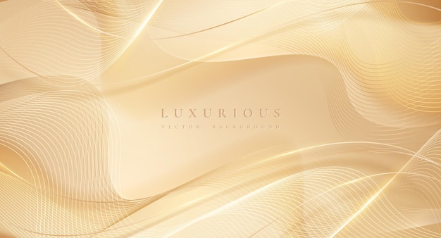 Luxury light brown abstract background combine with golden lines element