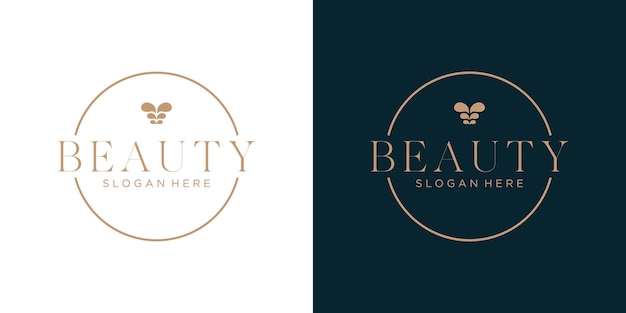 luxury line art flower logo design in circle style