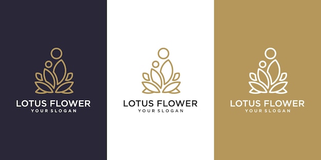 luxury line art lotus flower logo design