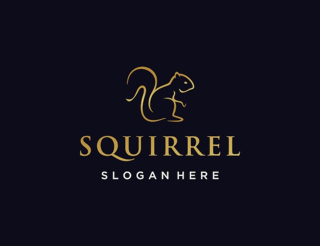 Luxury line art squirrel logo template