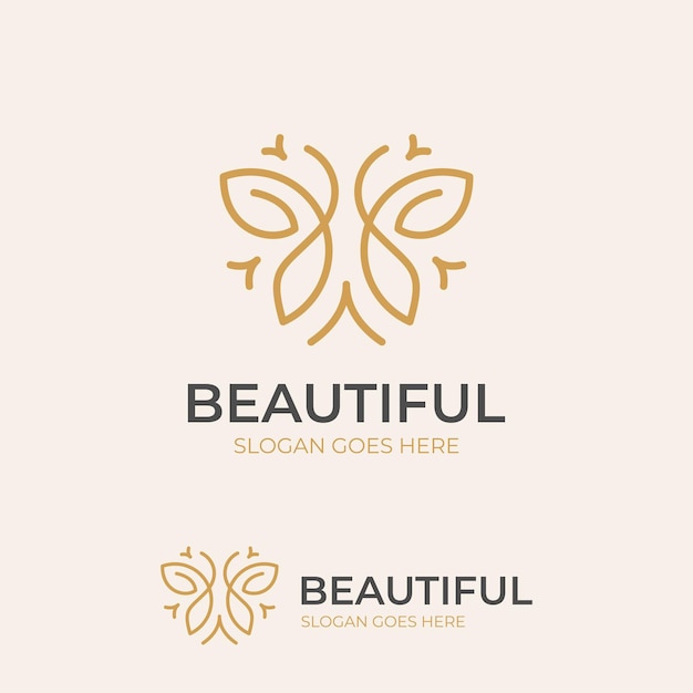 Luxury line logo element of abstract butterfly feminine symbol icon decoration design