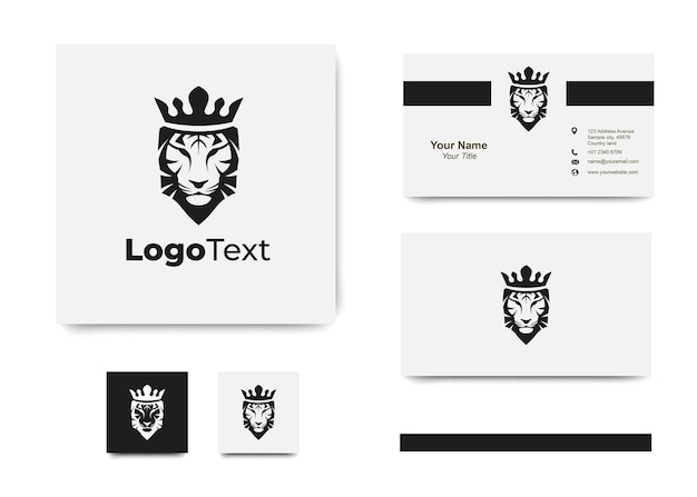 Luxury lion head with crown logo with a business card