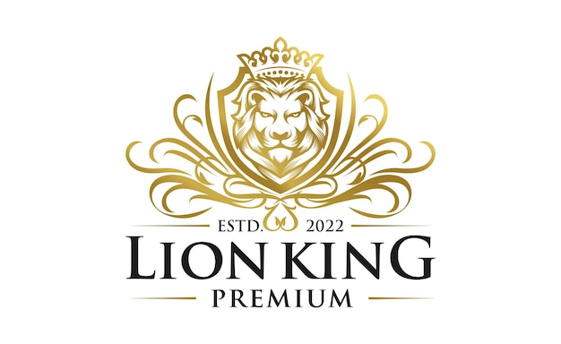 luxury lion king logo design vector template