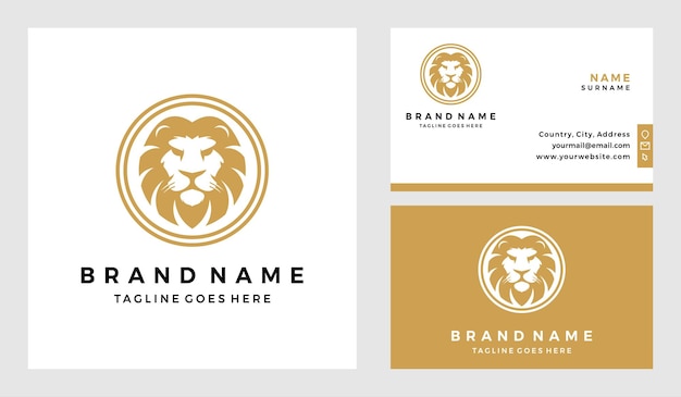 Luxury lion logo template with business card design