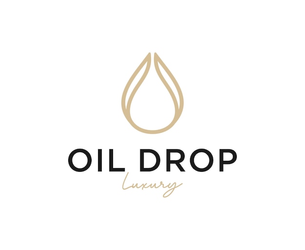 Luxury liquid aqua oil logo design water drop vector logotype sign on light background