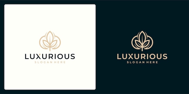 Luxury logo design concept, Flower lotus logo, Beauty or spa logo template