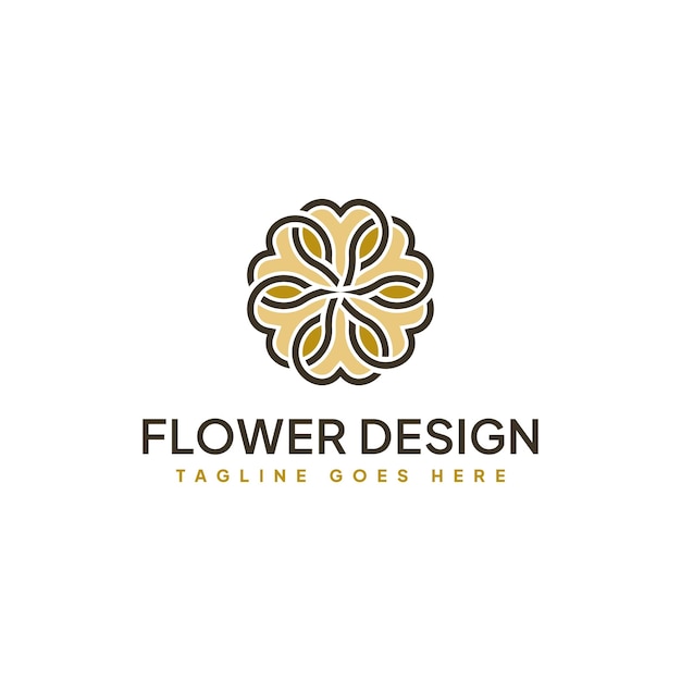 Luxury logo floral design with lines concept