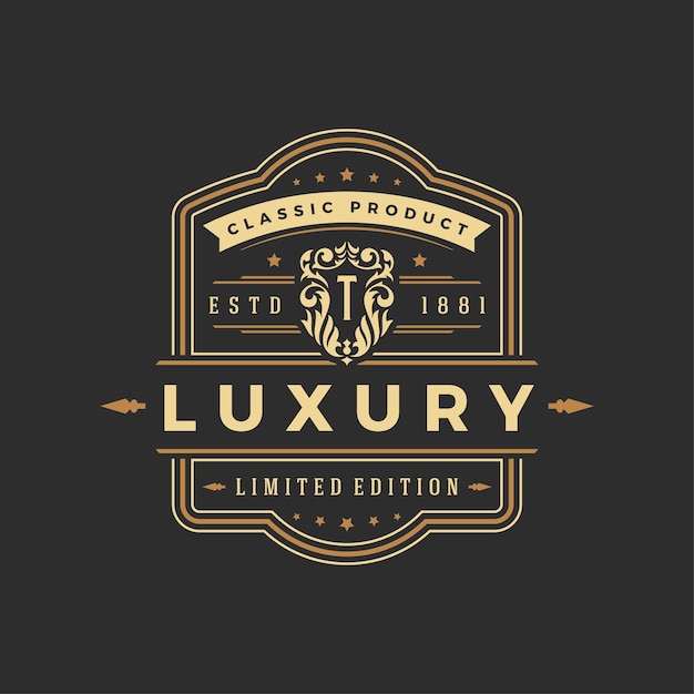 Luxury logo template vector object for logotype or badge design