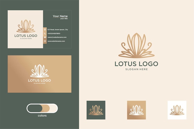 luxury lotus flower logo design and business card