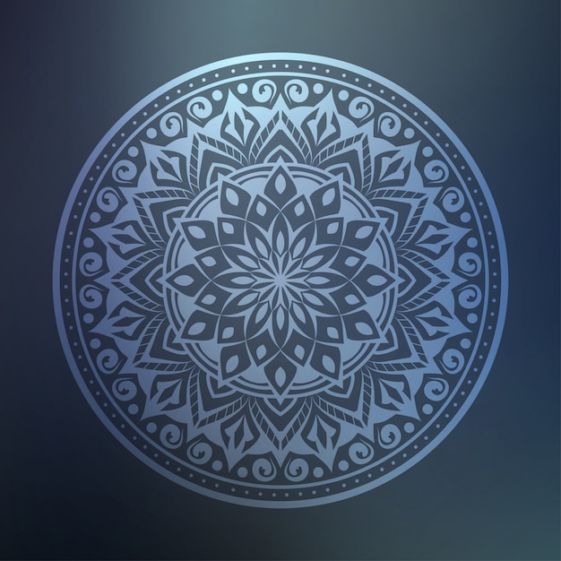 Luxury mandala art with silver arabesque background arabic islamic east style