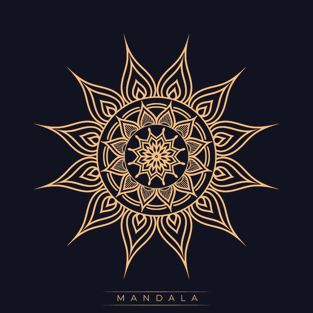 Luxury mandala background in gold and blue color