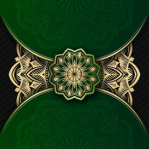 Luxury mandala background green and gold