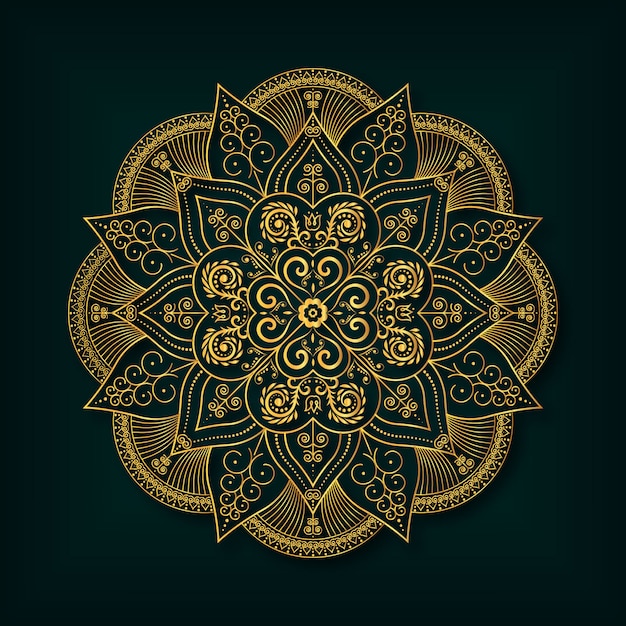 Luxury Mandala Background With Floral Pattern In Gold Color