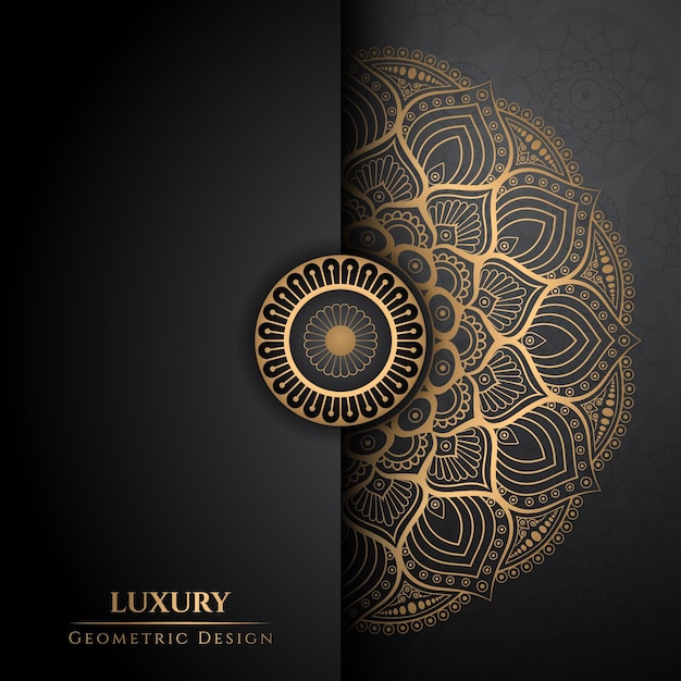 Luxury mandala background with golden decorations in vector style