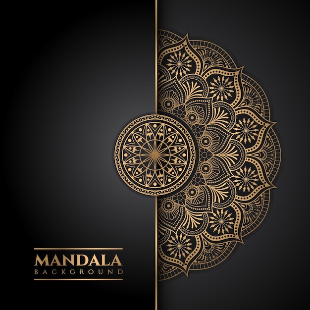 Luxury mandala background with golden decorations in vector style