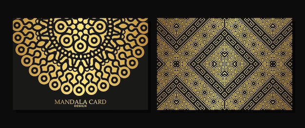 Luxury mandala decorative card in gold color