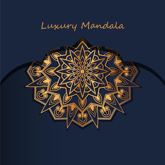 Luxury mandala design background in gold color Free Vector