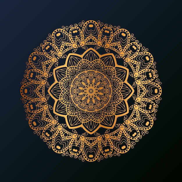 Luxury mandala design background in golden color