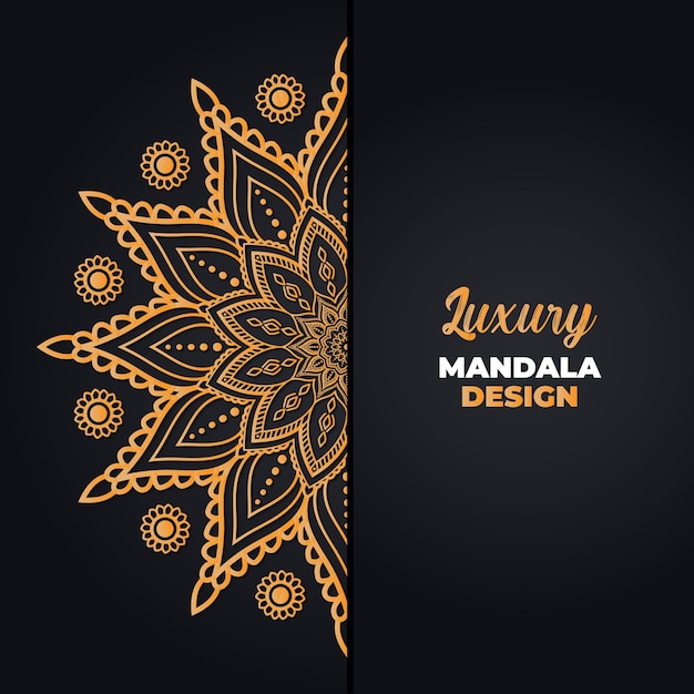 Luxury mandala design and islamic background in golden color