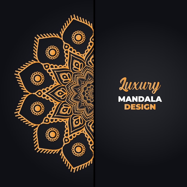 Luxury mandala design and islamic background in golden color