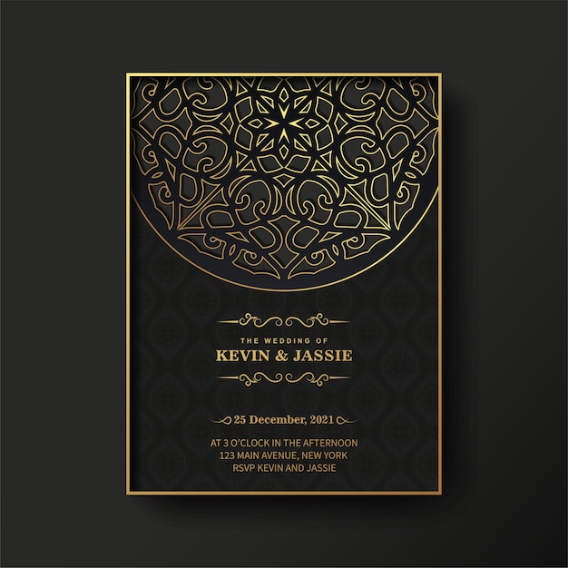 Luxury mandala style wedding invitation