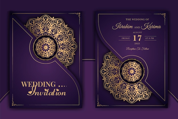 Vector luxury mandala wedding invitation card template with arabesque pattern arabic islamic background