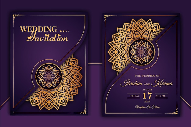 Vector luxury mandala wedding invitation card template with arabesque pattern arabic islamic background